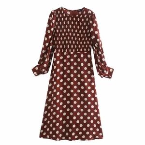 Zara Brown Polka Dot Midi Dress